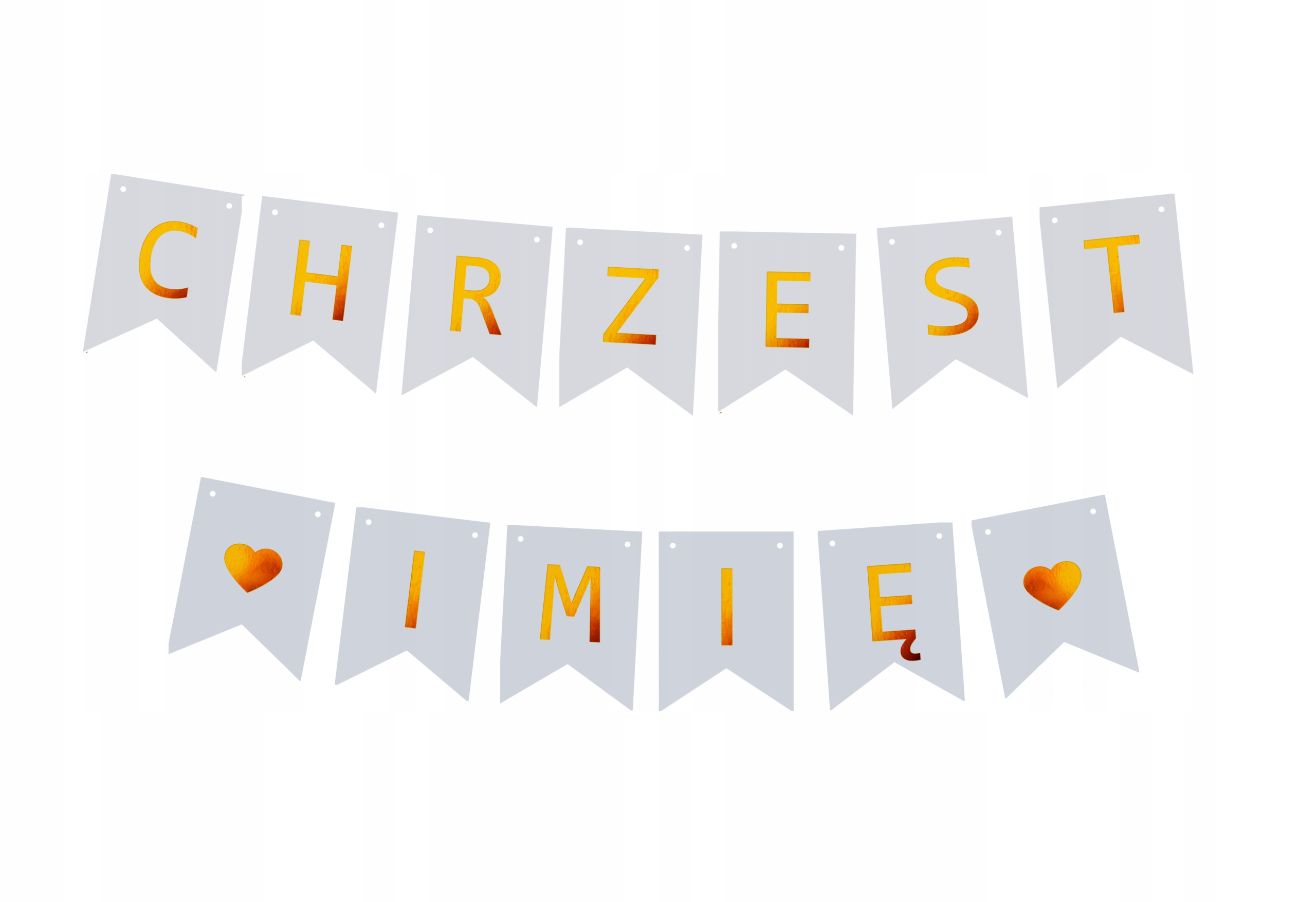 

Girlanda napis Chrzest + Imię Dziecka baner serca