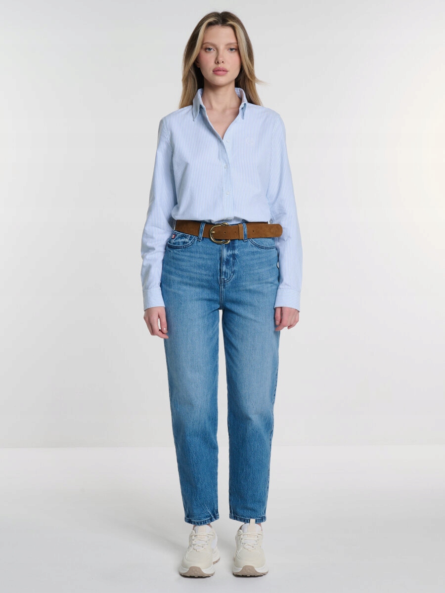 BIG STAR KOSZULA DAMSKA W PRĄŻEK JASNONIEBIESKA YOLANDA 400 S Rozmiar S