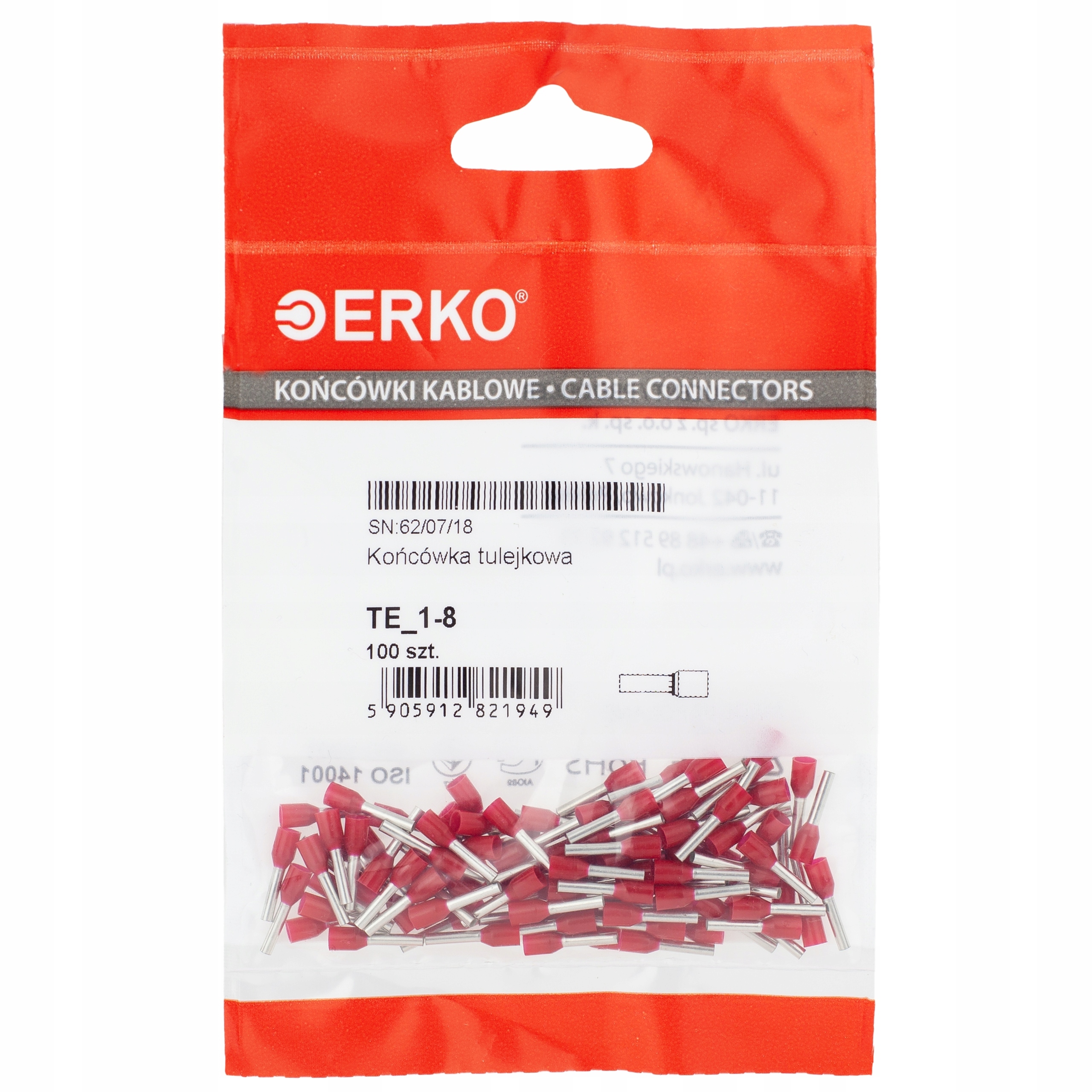 Tulejka izolowana kablowa tulejki izolowane 1 Rodzaj izolowana