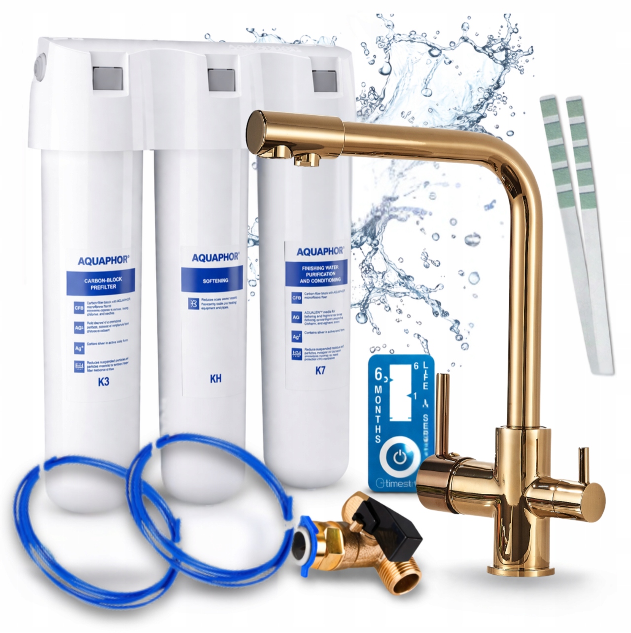 Filtr Na Kohoutkovou Vodu Aquaphor Křišťál H A Kuchyňská Baterie Zlatá Stojánková