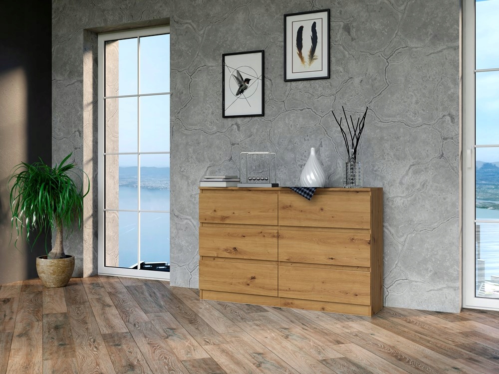 DUŻA NOWOCZESNA KOMODA 120CM DĄB ARTISAN REGAŁ PÓŁKI SCHOWEK SZAFKA SŁUPEK Marka ATS