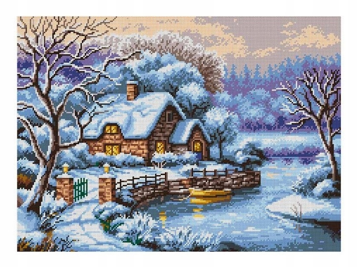 Sada na vyšívání, vyšívání, gobelínová výšivka, zima (9011), 53x39 Cm