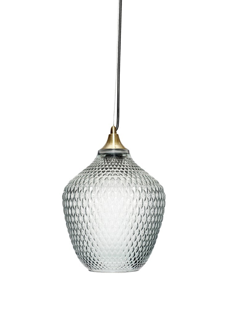 Závesná lampa zo skla, modrá/šedá, Hübsch