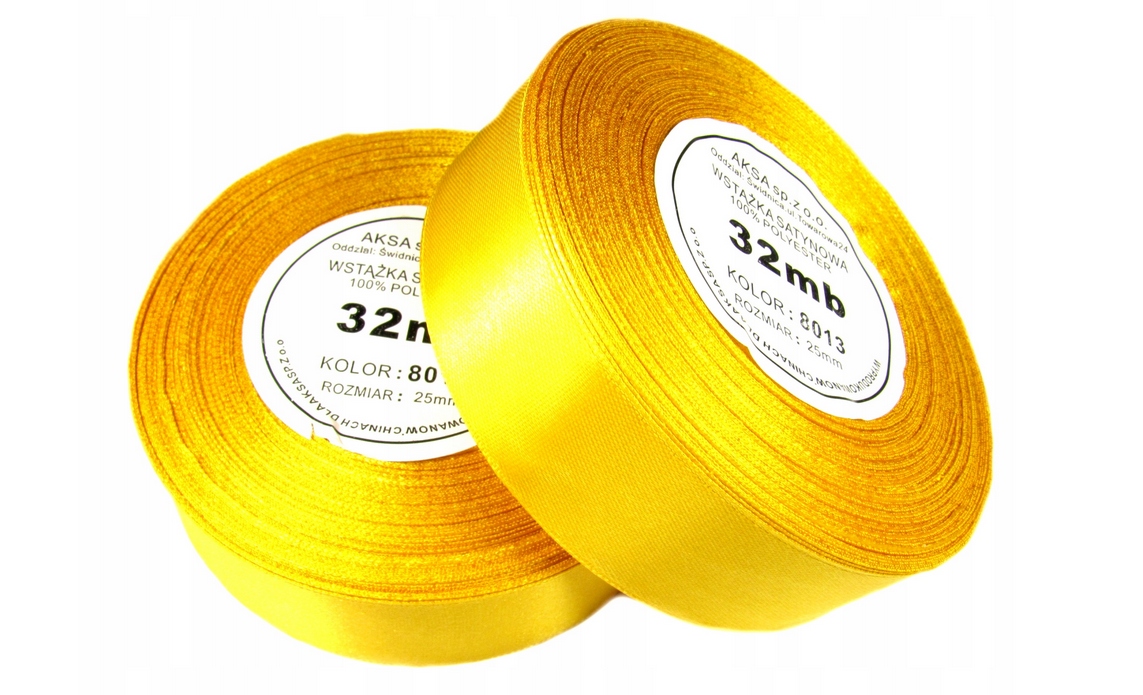 Taśma wstążka satynowa 32m x 6mm ciemny żółty 8013