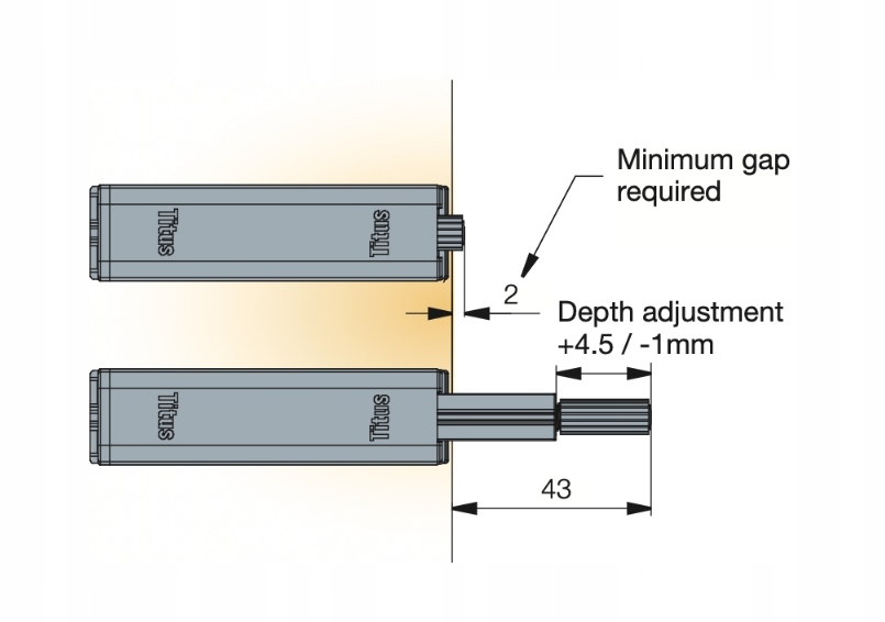 Odbojnik meblowy Push to open Titus + płytka Marka Titus
