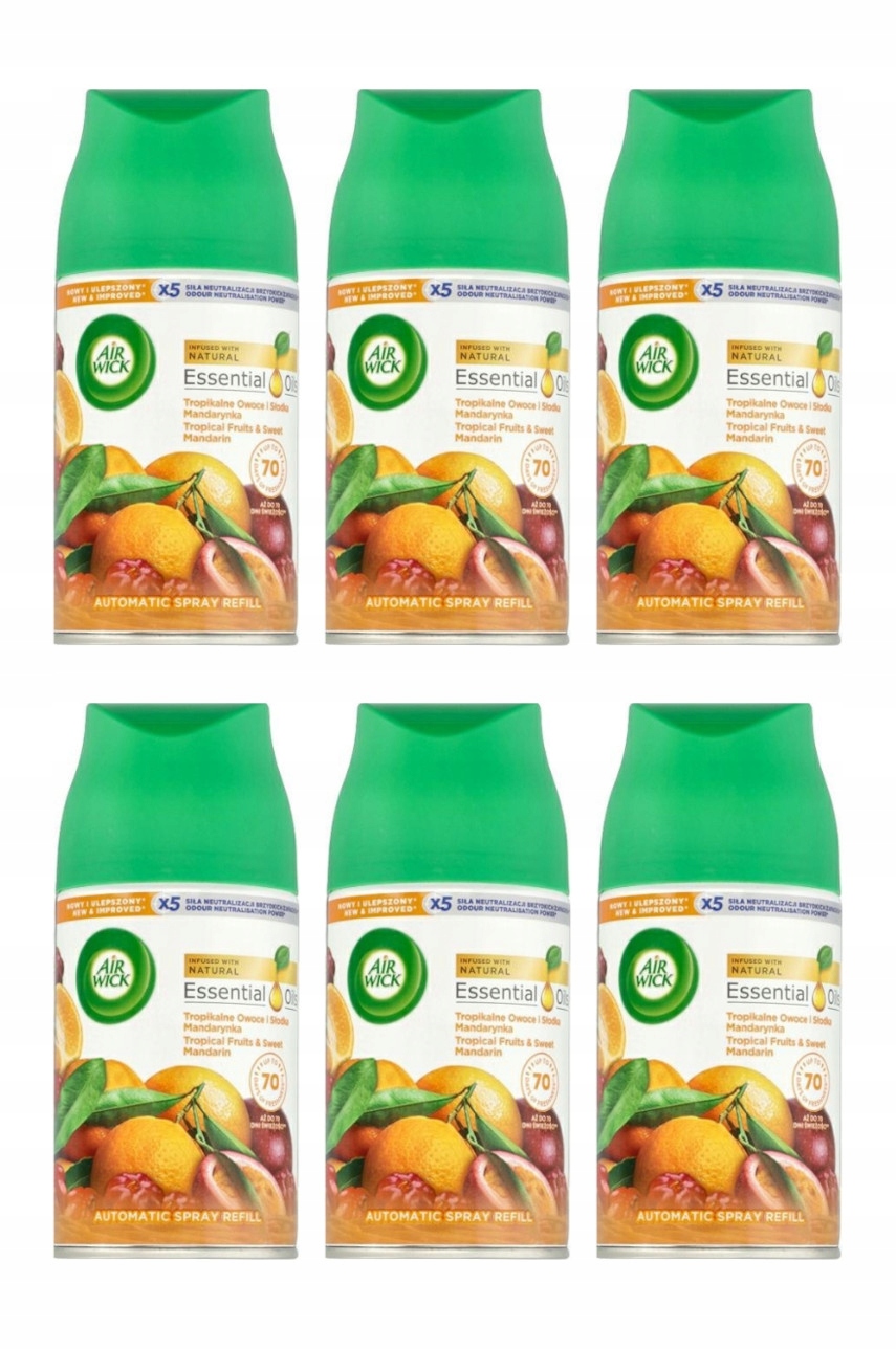 Levně Air Wick, Osvěžovač vzduchu Tropické ovoce a Sladká Mandarinka 6x250ml