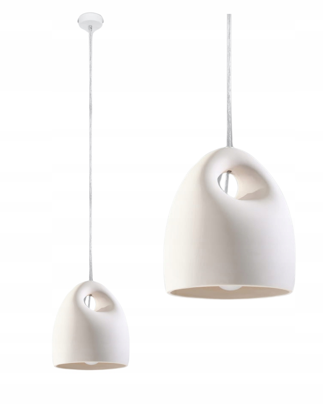 Lampa wisząca ceramiczna Bukano 1xE27 lampa sufitowa biała/ecru ceramika