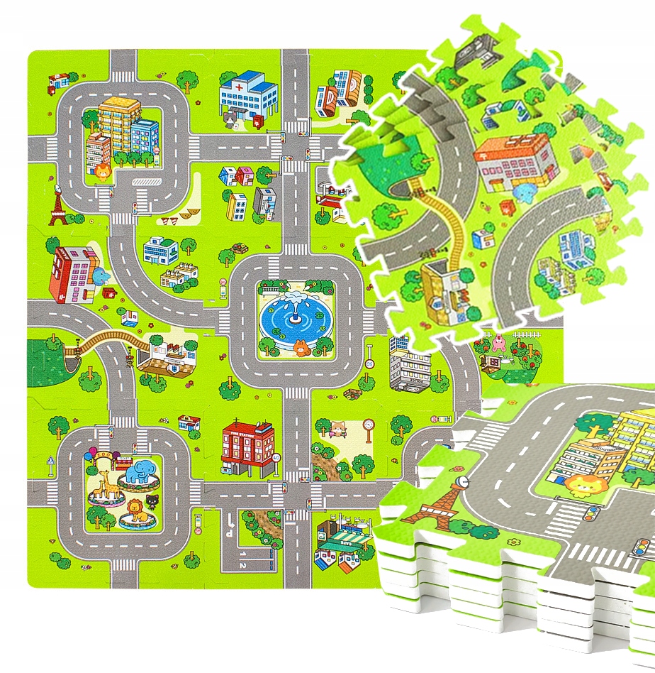 PUZZLE PIANKOWE MATA PIANKOWA EDUKACYJNA DLA DZIECI MIASTO ULICE DROGI 9EL