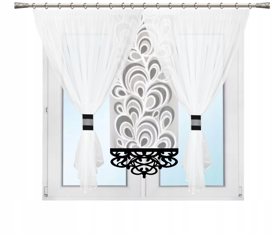 

Firana nowoczesna Glamur panel ażur cyrkon 300x150