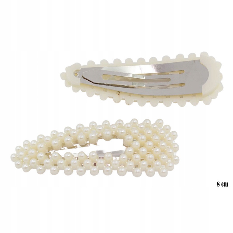 Klamr spinka perły perełki 2szt zestaw duże