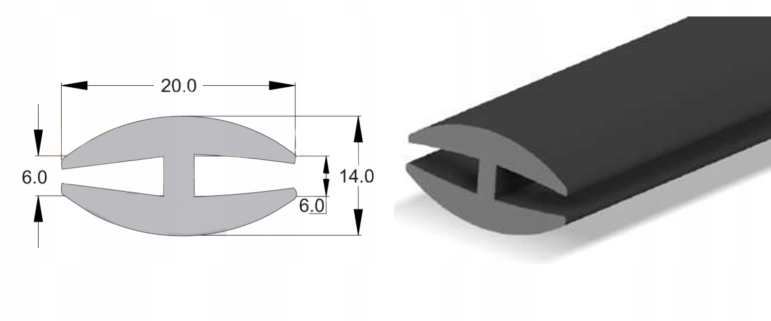 

Uszczelka czołowa do łączenia szyb kabiny Tpmg