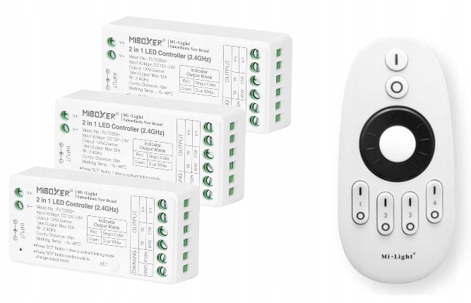 3 x Led zónový regulátor Mono Dálkový Ovladač Milight 432W