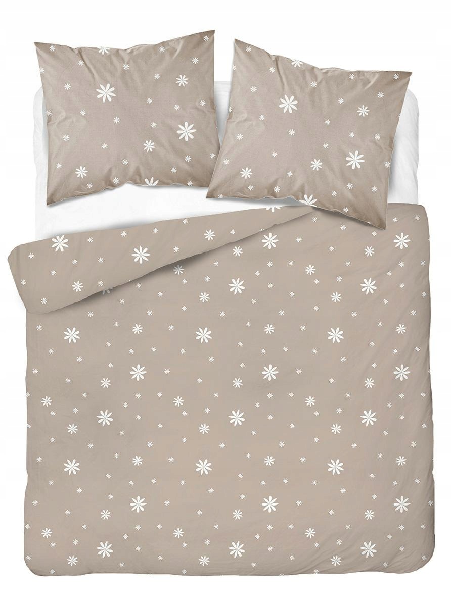 Povlečení 220x200 béžové s bílými květy Home Satin