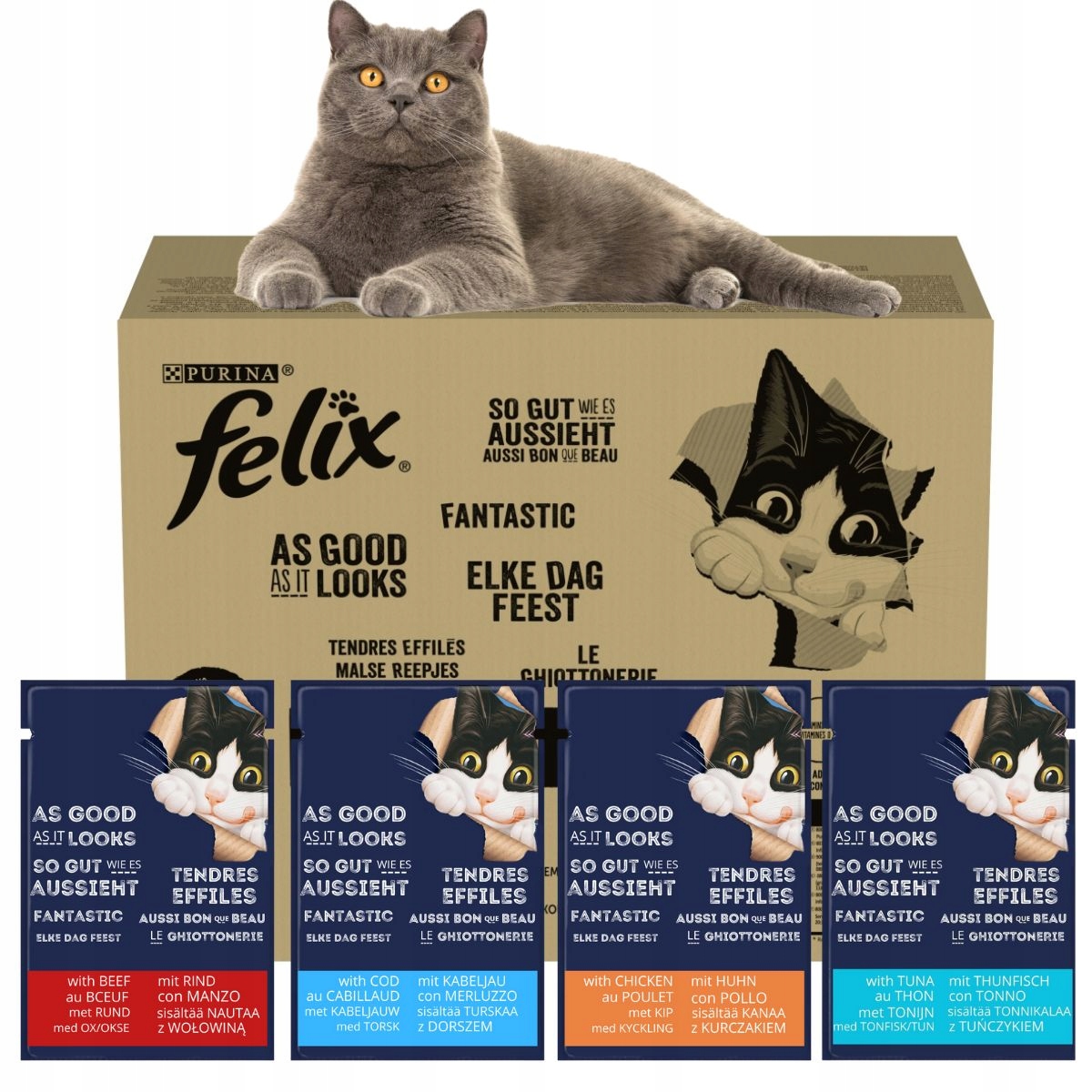 Felix Fantastic Krmivo pro kočky želé 10,2 kg (120 x 85 g)