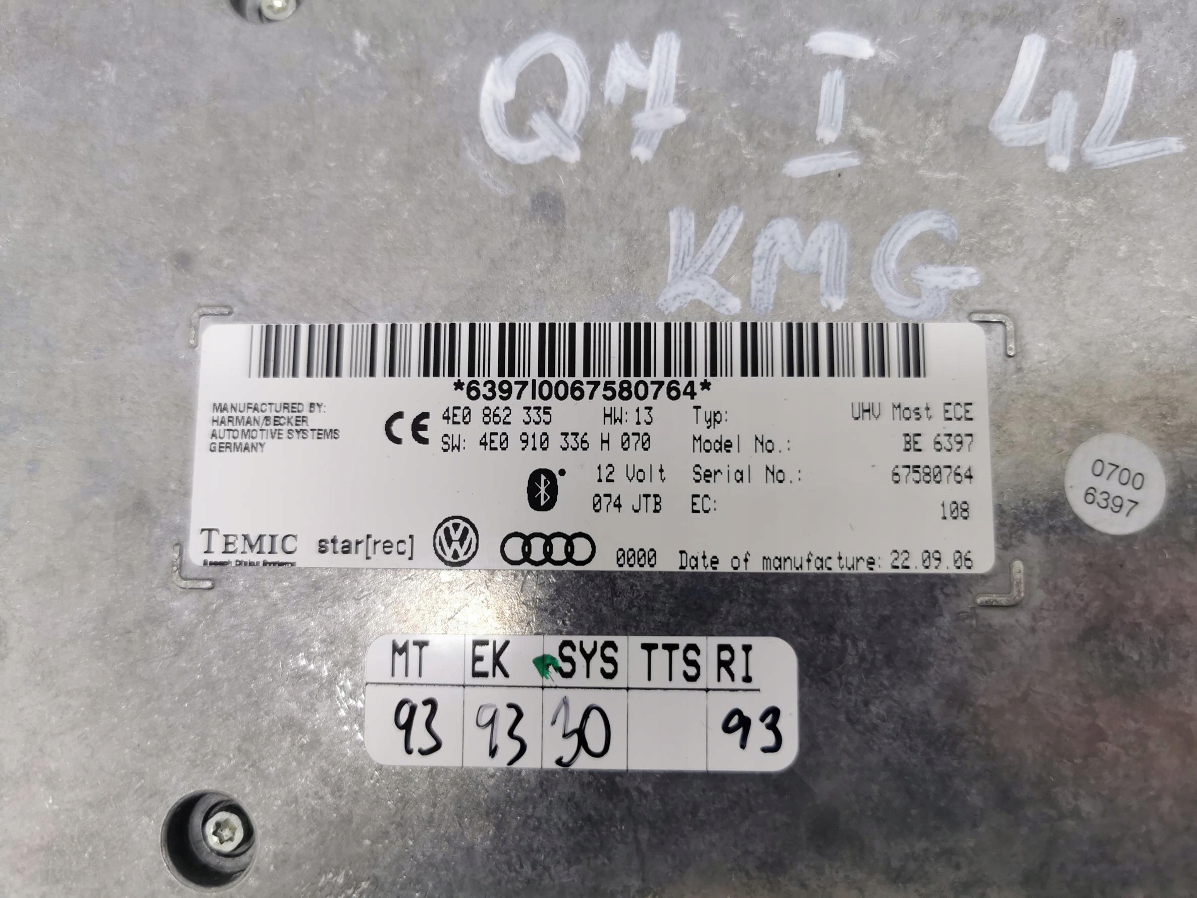 modul Bedienteil BLUETOOTH AUDI Q7 und 4L 4E0862335