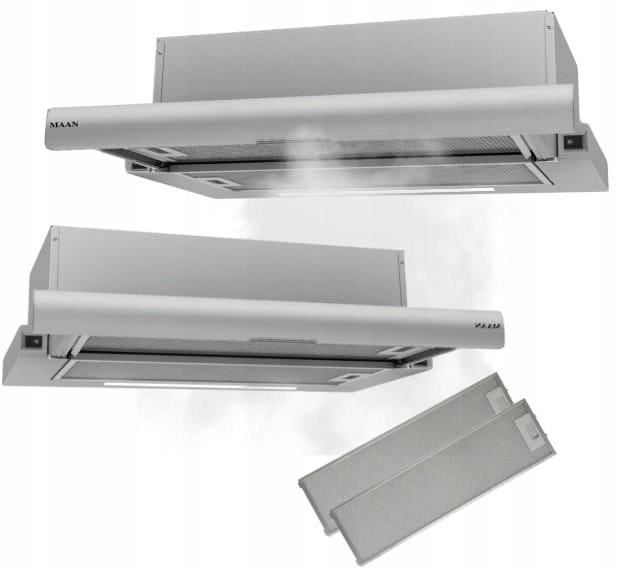 Okap kuchenny do zabudowy teleskopowy 60 cm Maan Corona satyna Srebrny Led