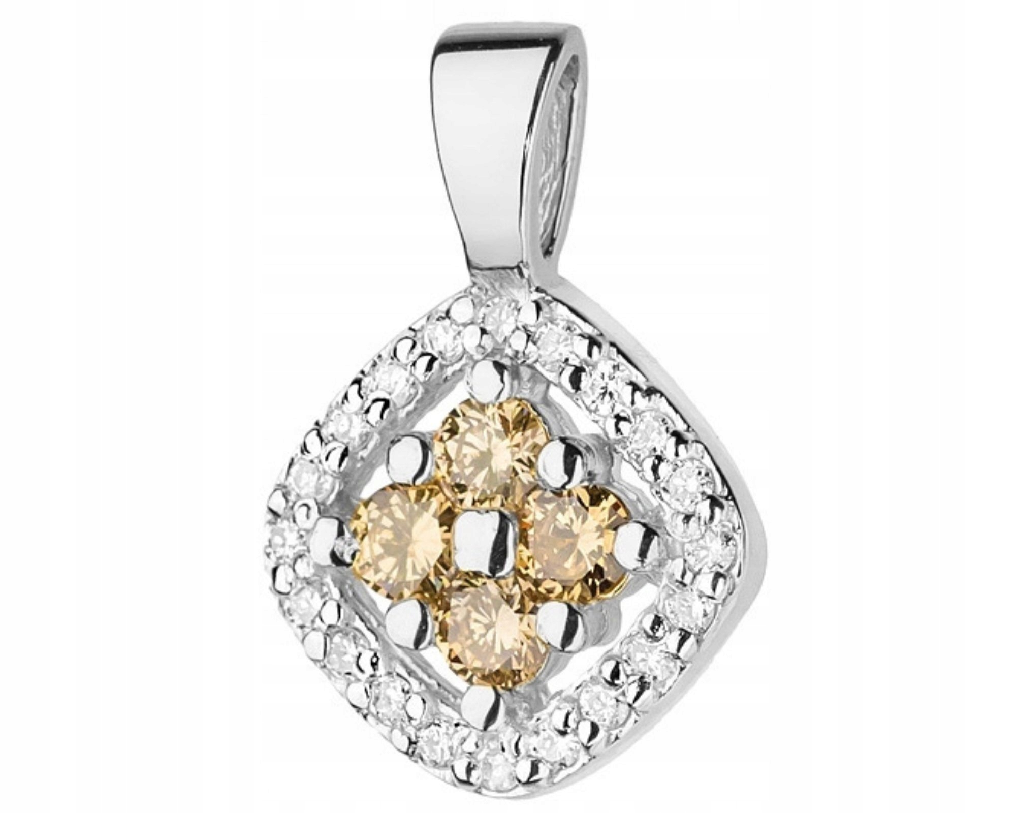 Zlatý přívěsek s hnědými brilianty Bílé Zlato