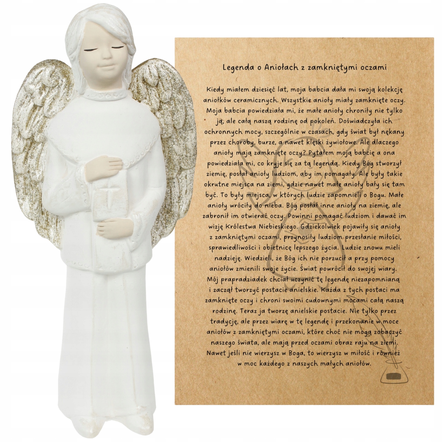 PAMIĄTKA PIERWSZEJ KOMUNII ŚWIĘTEJ DLA CHŁOPCA FIGURKA ANIOŁ PREZENT