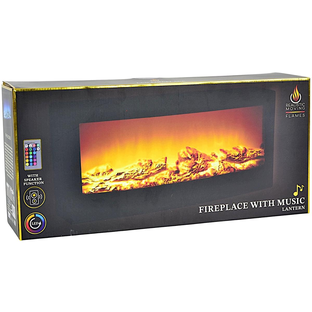Elektrický Dekorativní Led Krb 50x24 cm Plamen Časovač Pilot Reproduktor