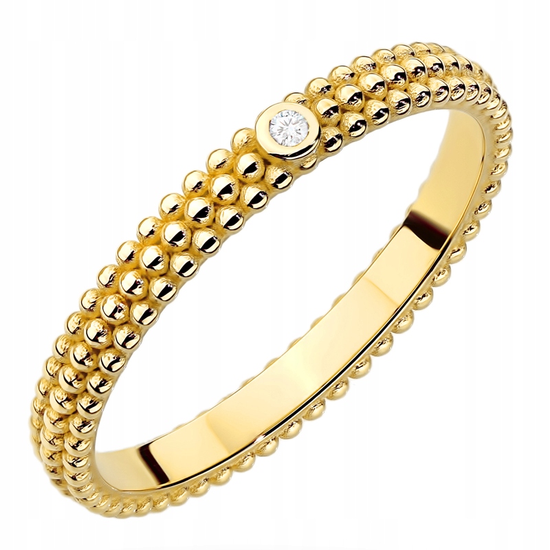 Zlatý Prstýnek 585 Prsten s kuličkami a zirkonem 14k vel.13