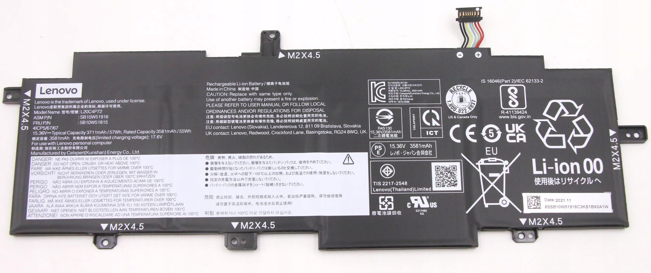 Bateria oryginał L20C4P782 5B10W13976 do Lenovo Thinkpad T14s gen2 20XG