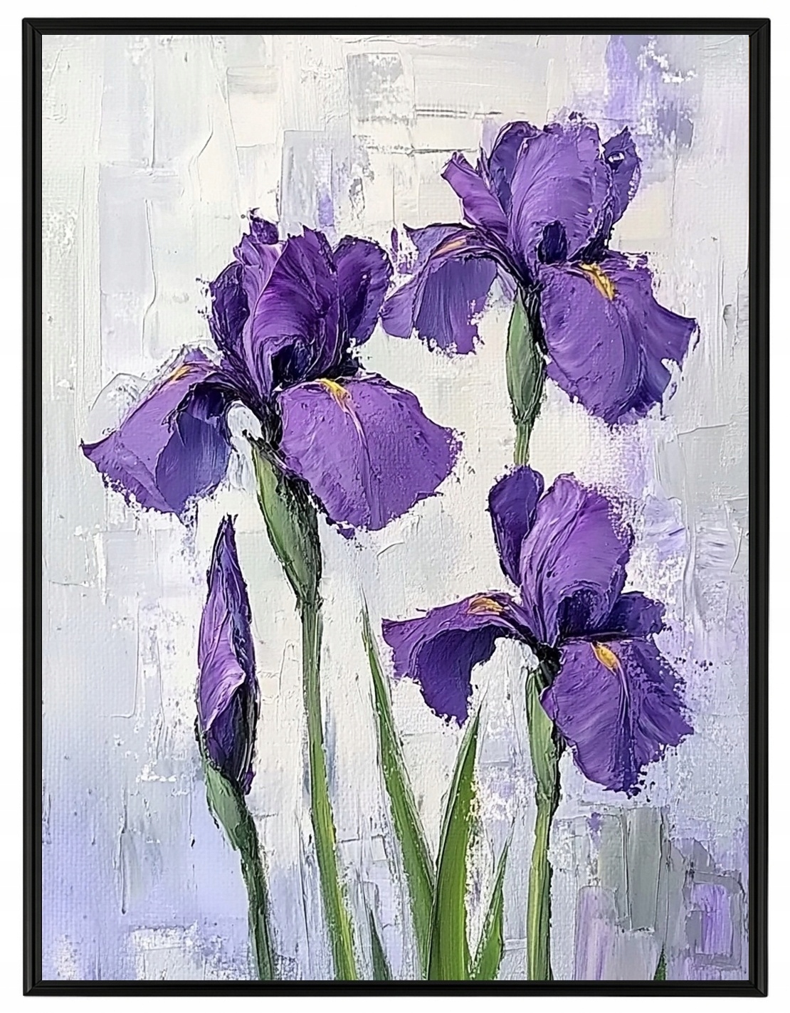 Plakát Rámeček Hliníkový Olej Impasto Příroda Zahrada Fialové Kosatce 60x80