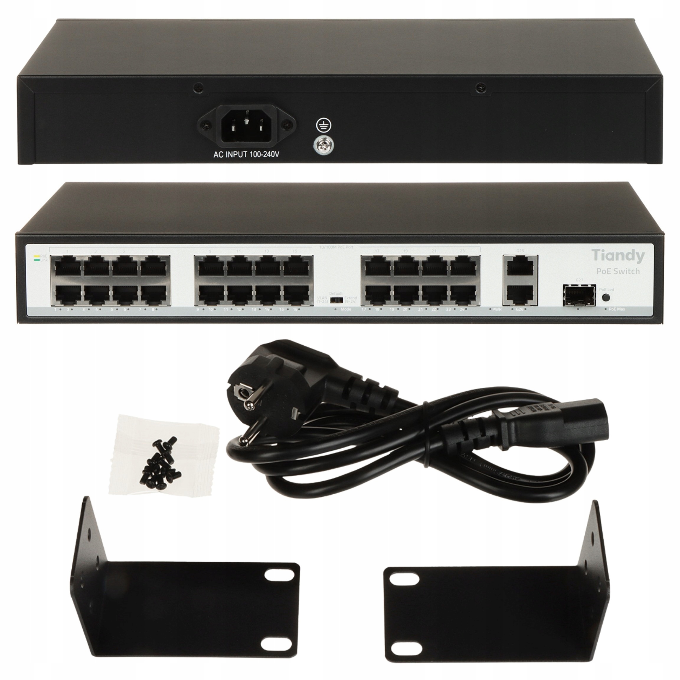 Switch PoE Tiandy TC-P3S027 Spec:H/2421/AT/260 24-portový Uplink Sfp RJ45