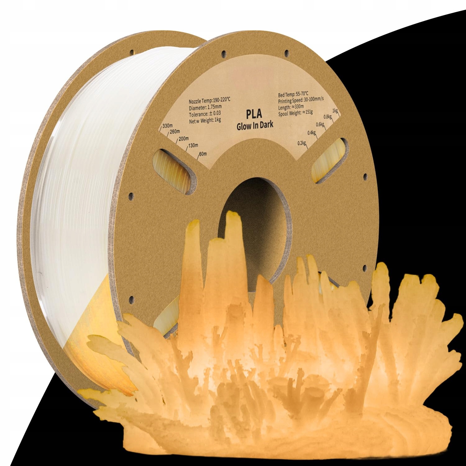 Glow in the Dark Filament Do Druku 3D 1,75 mm Szpula 1Kg Żółty