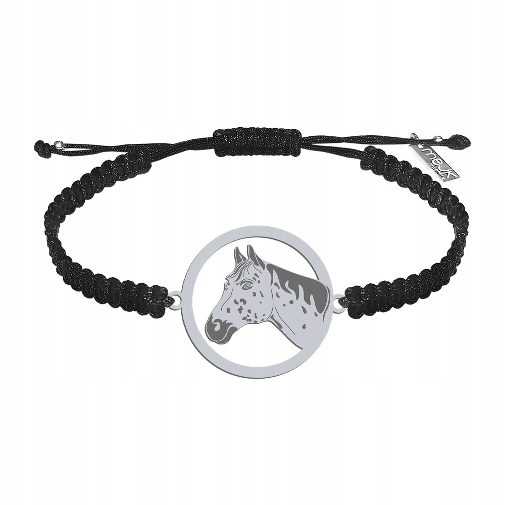 Stříbrný náramek s koněm Appaloosa 925 Makramé Pánský Dárek Gravírování