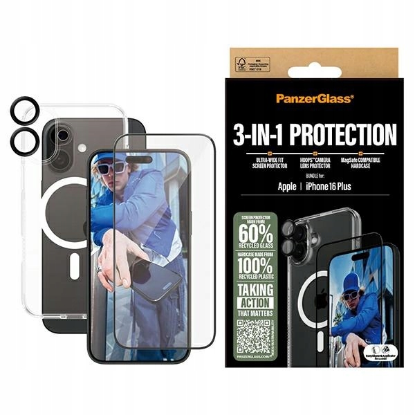 PanzerGlass Bundle 3v1 iPhone 16 Plus6.7" D3O Hardcase ochrana obrazovky