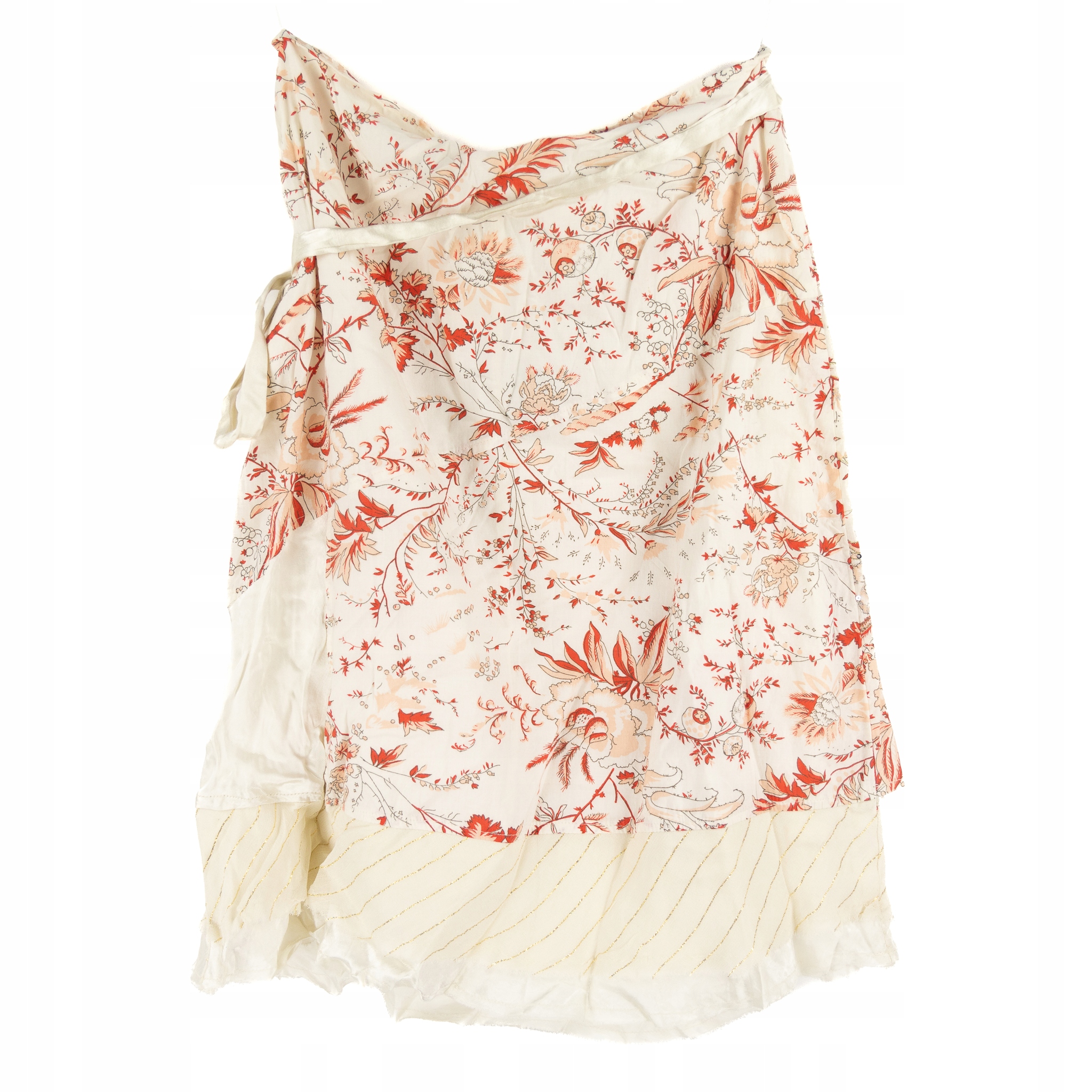 SPÓDNICA DAMSKA VILA BEŻOWA CZERWONE KWIATY MIDI S Marka Vila