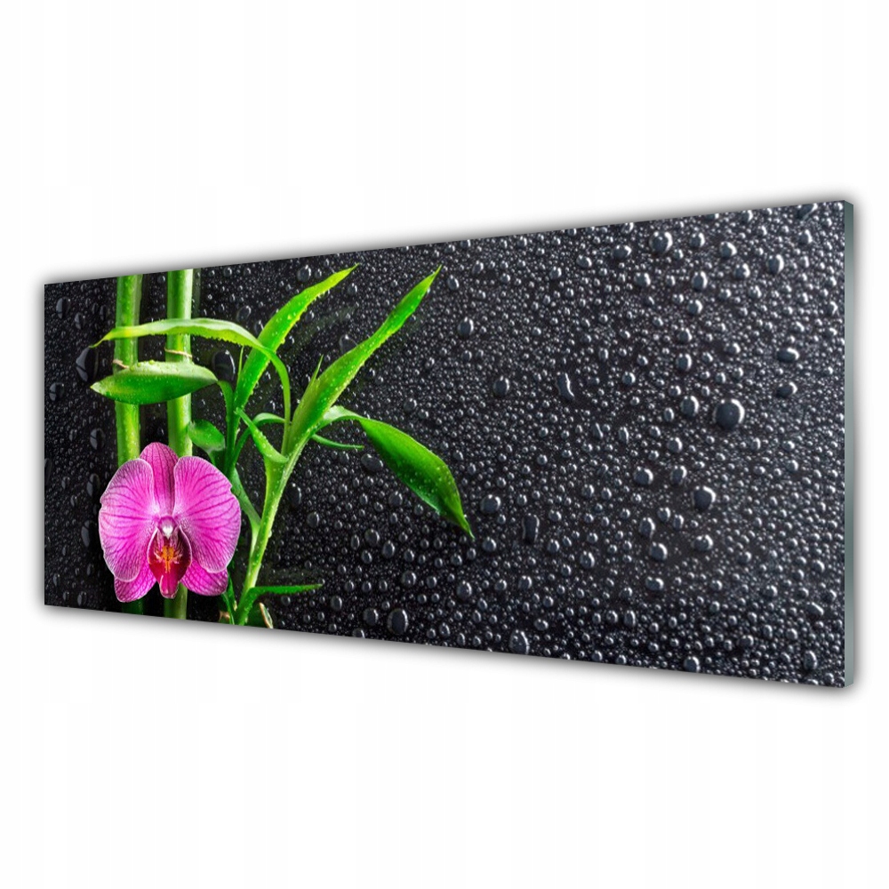 

Fotoobraz z nadrukiem 125x50 Bambus Kwiat Krople