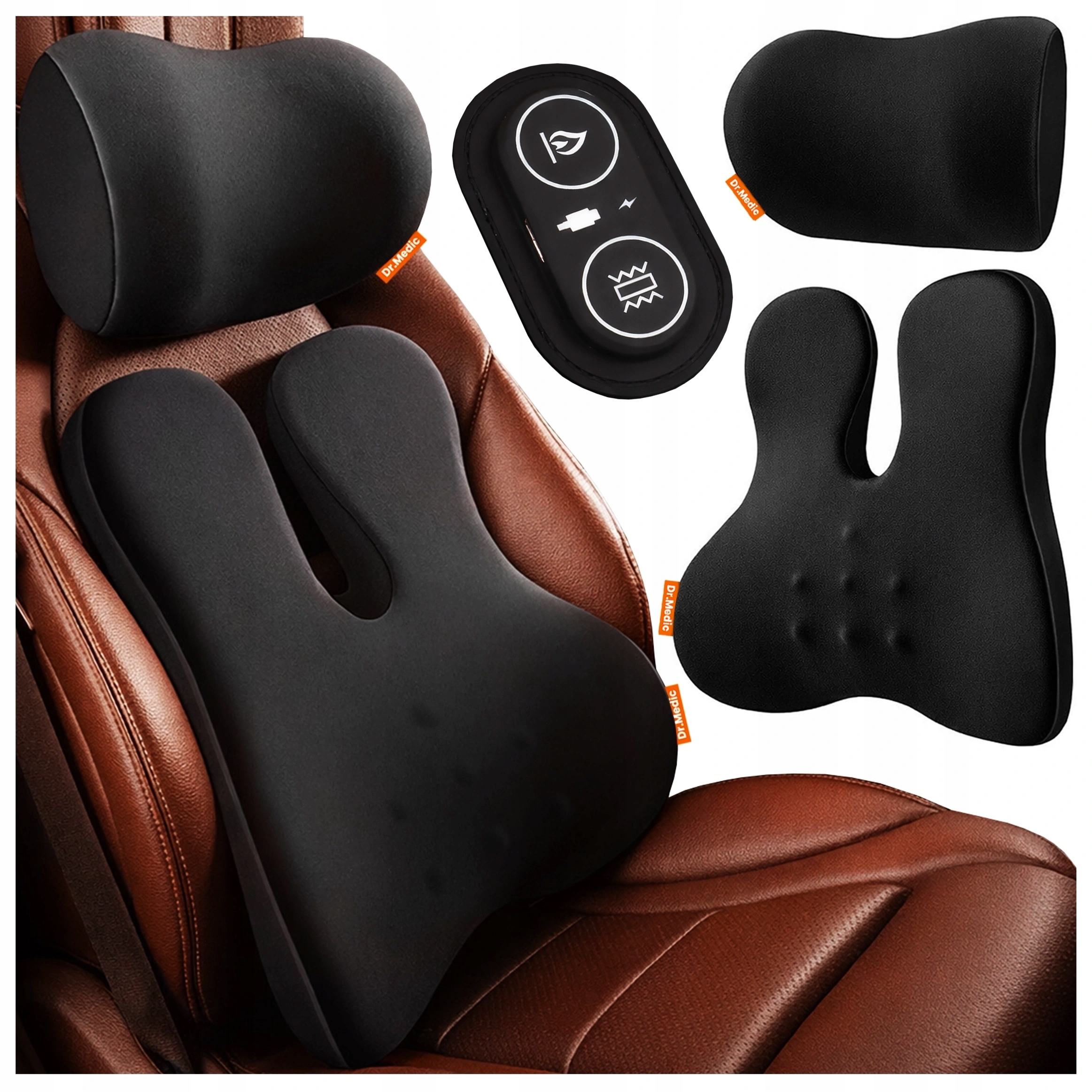 Poduszka samochodowa masująca zagłówek plecy wsparcie szyi lędźwi Dr.medic
