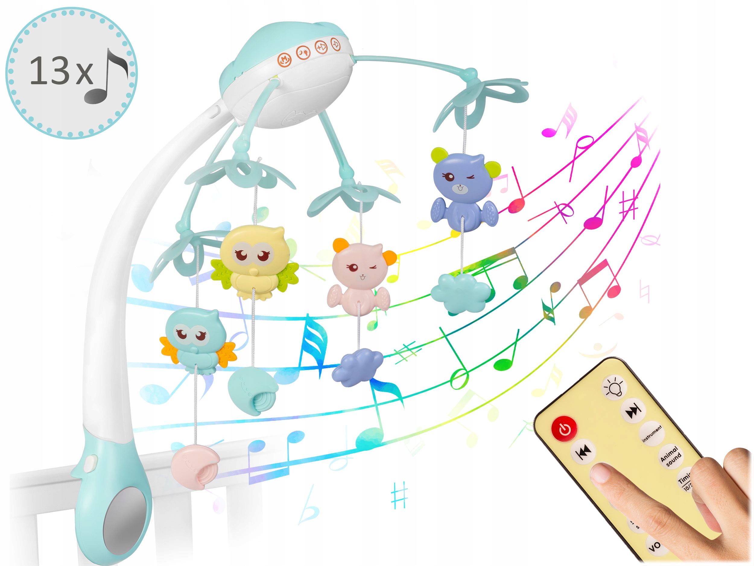 KARUZELA DO ŁÓŻECZKA PROJEKTOR LAMPKA PILOT MUZYKA NIEBIESKA Certyfikaty, opinie, atesty CE EN 71