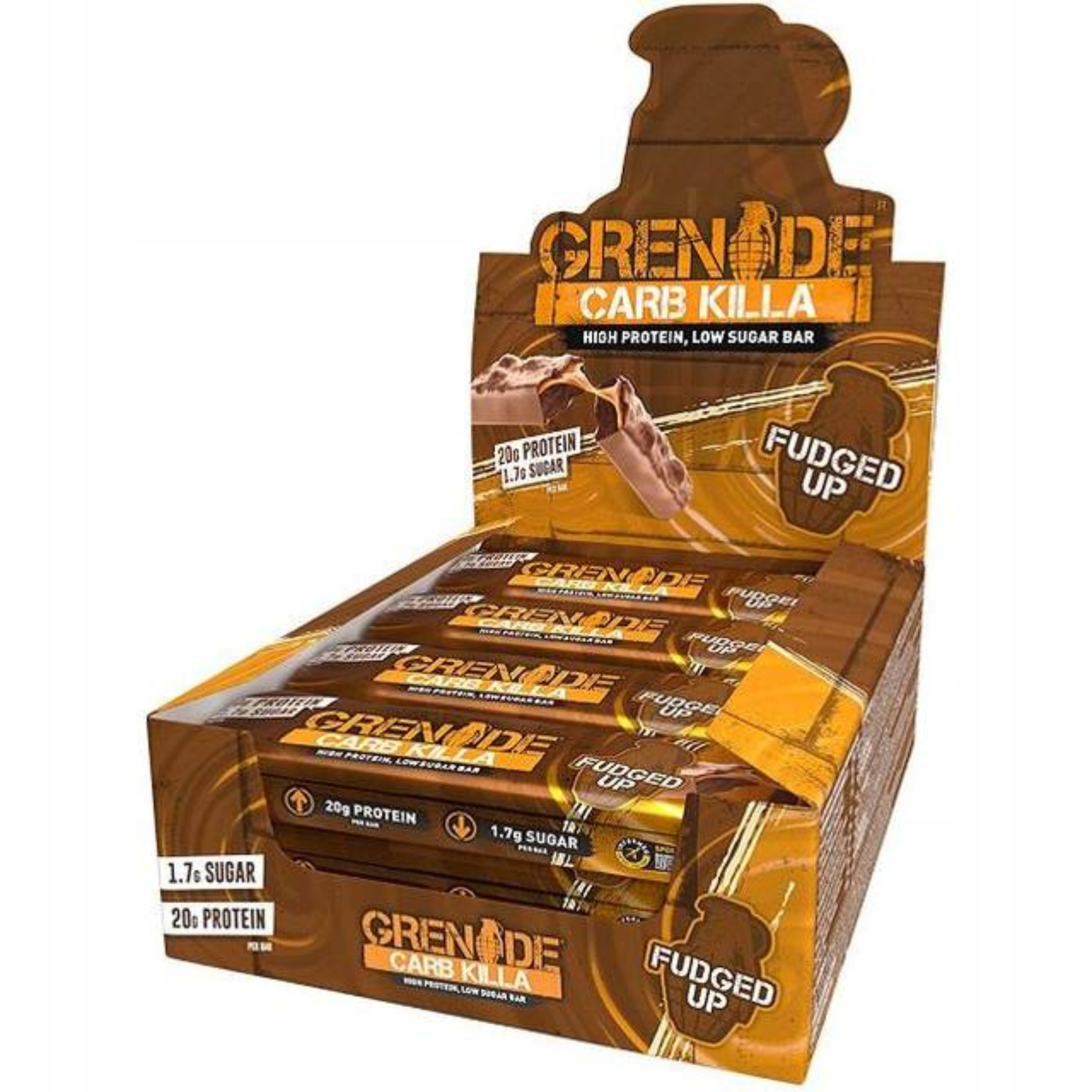 Proteinová Tyčinka Grenade Fudged Up 12x60g Karamel Proteinový Low Sugar Fit
