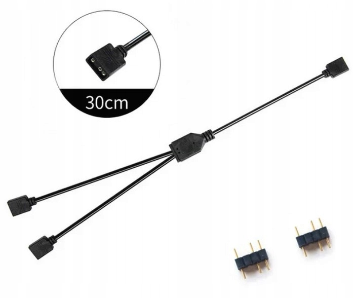 Rozdzielacz aRGB 1x2 3pin na 2 wentylatory Rozgałęziacz Komputer Splitter