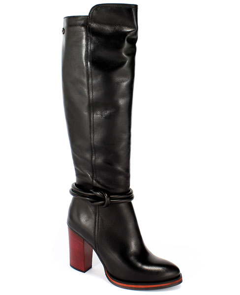 Dámské kožené kozačky Carinii B4041/C-E50 černé, elegantní sloupek vel. 36