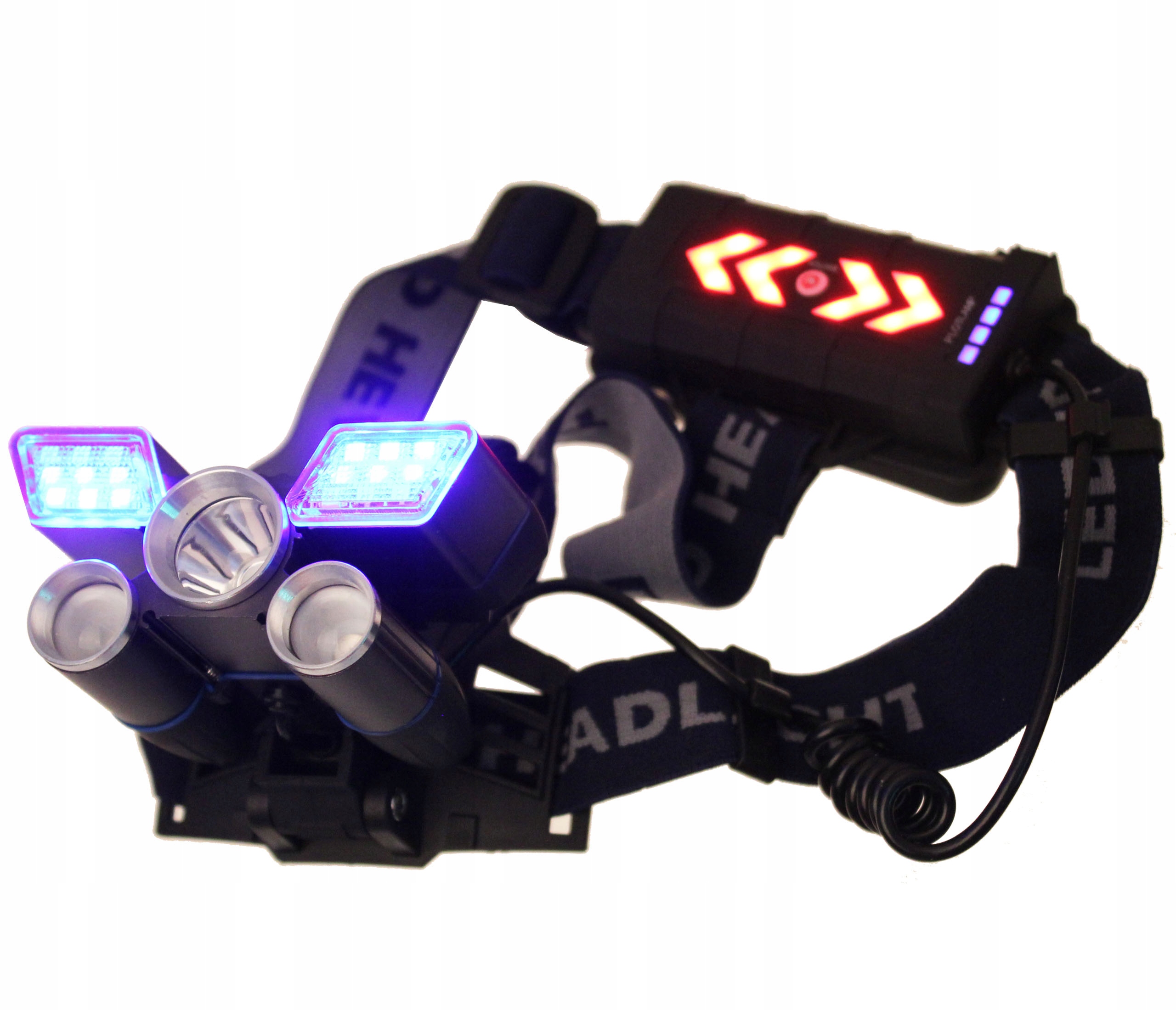 LATARKA CZOŁOWA 9 LED CREE MOTO USB ŚWIATŁO TYLNE