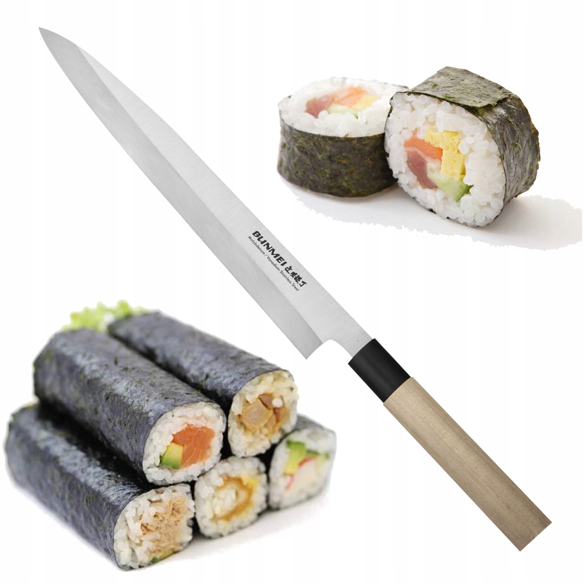 Bunmei Japonský ľavý nôž Yanagi Sashimi na sushi Filetovanie 27 cm