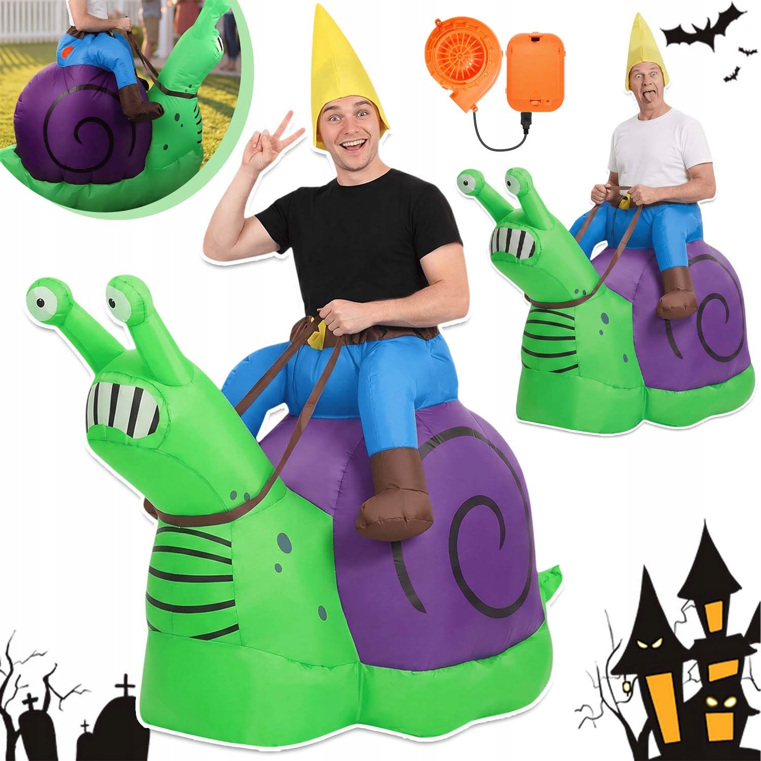 Nafukovací Jezdec Na Slimáky Halloween Pro Dospělé 150-190 CM, Lehký, Unisex