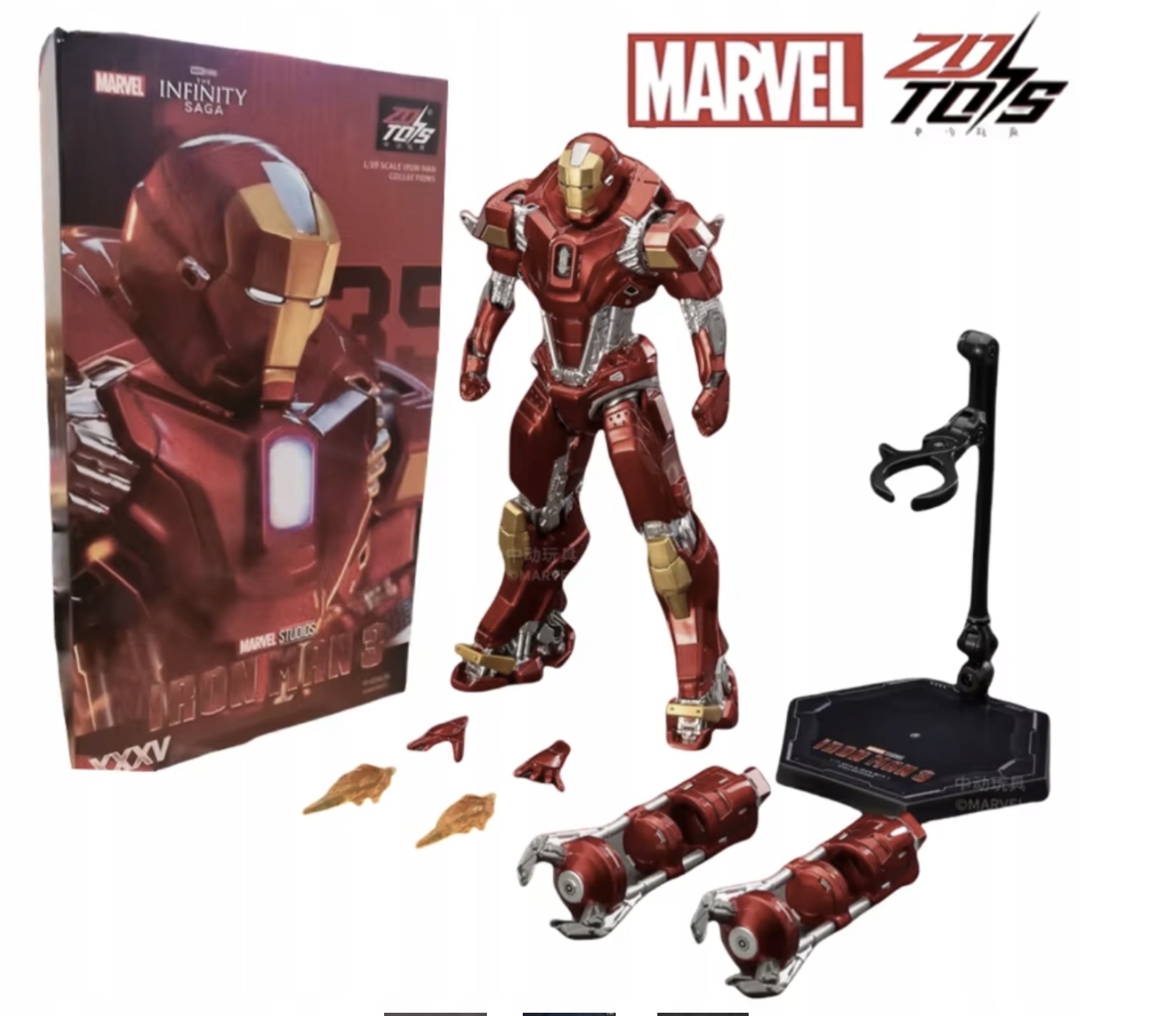 Figurka Iron Man Mk35 Mkxxxv Red Snapper 18cm Marvel Zd Toys Originál