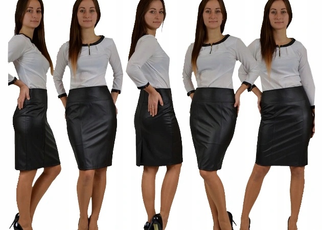 GŁADKA OŁÓWKOWA SPÓDNICA EKO SKÓRA CZARNA r.48 Rozmiar 48