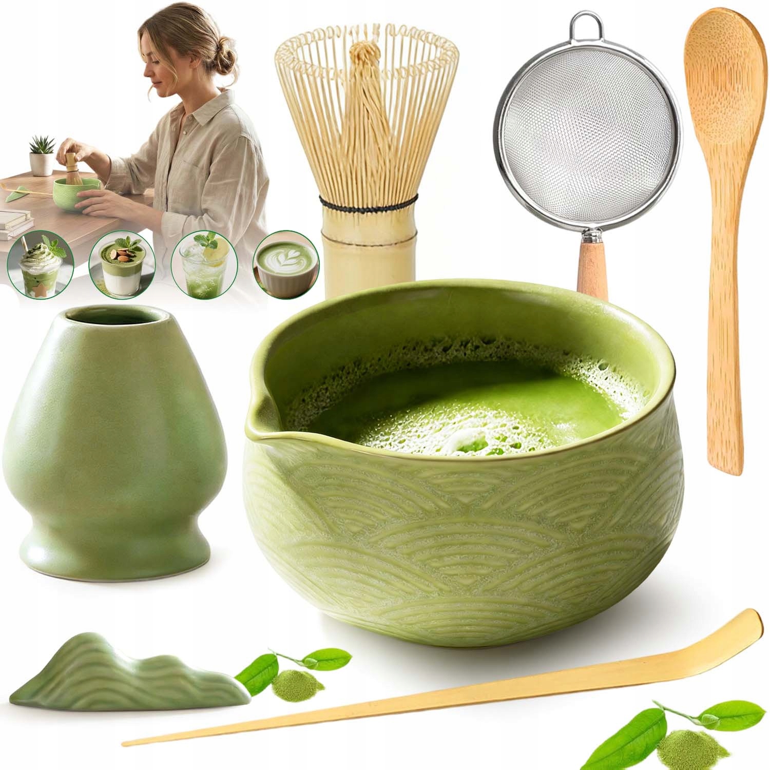 Zestaw Do Herbaty Matcha 7-CZĘŚCIOWY Zestaw, Narzędzia Do Parzenia Herbaty