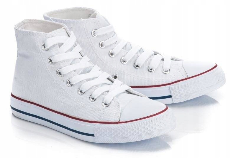 BIAŁE WYSOKIE TRAMPKI TENISÓWKI MĘSKIE 44 Wzór dominujący bez wzoru