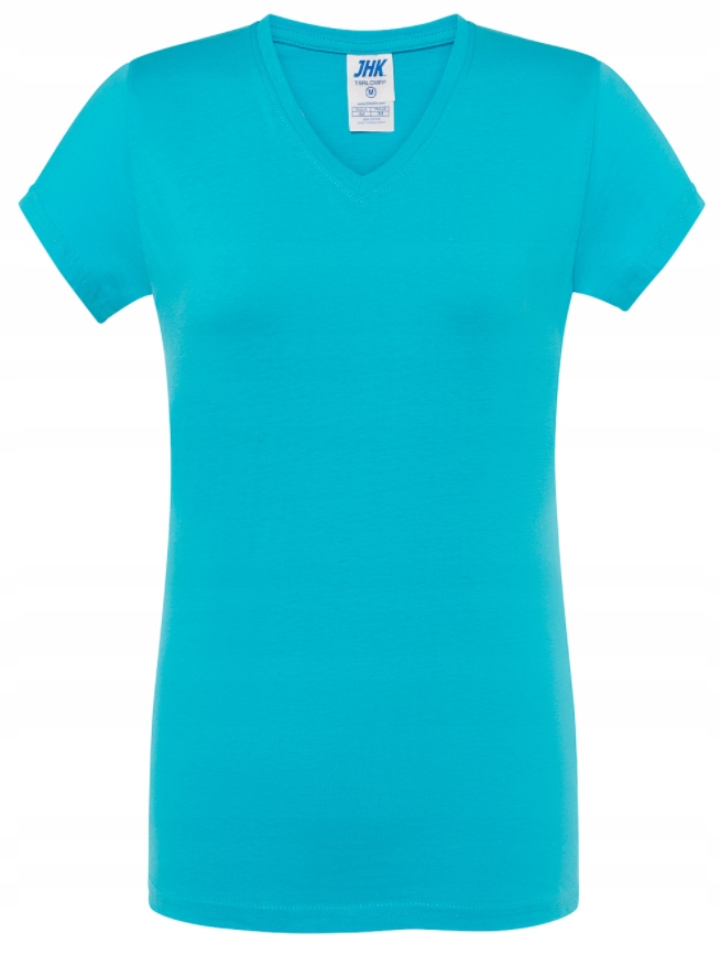 Bluzka dekolt w serek V-NECK 100%bawełna turkus XL Marka JHK