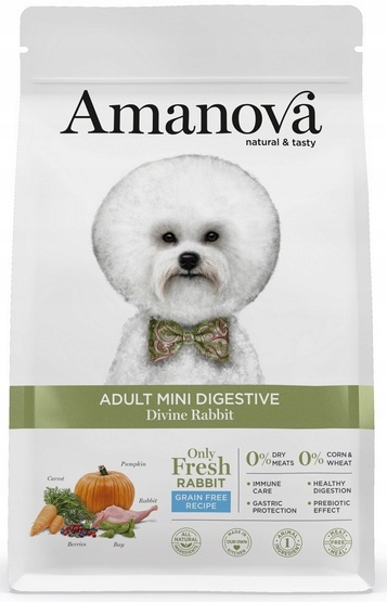 Levně Hypoalergenní krmivo pro malého psa Amanova Digestive Divine 64% Králík 7 kg