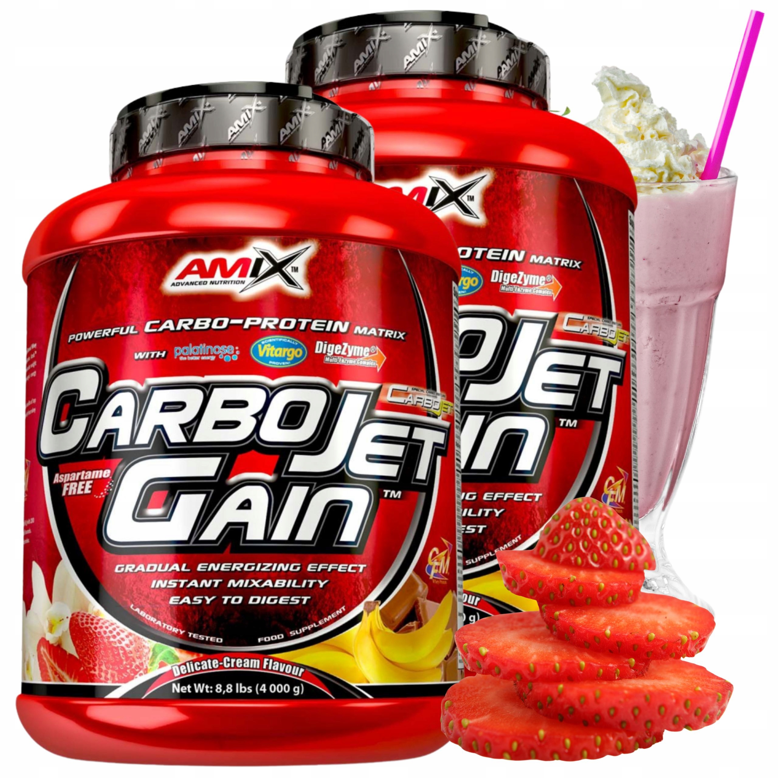 Doplněk Stravy na Svaly Gainer 8 kg Vitargo Komplexní sacharidy Wpi Cfm Jahoda