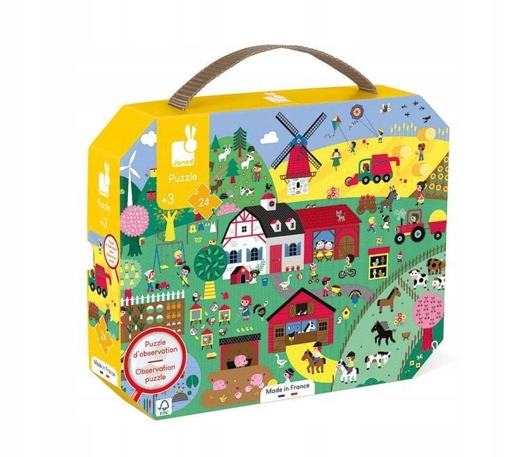 

Puzzle w walizce Farma 24 elementy 3+, Janod