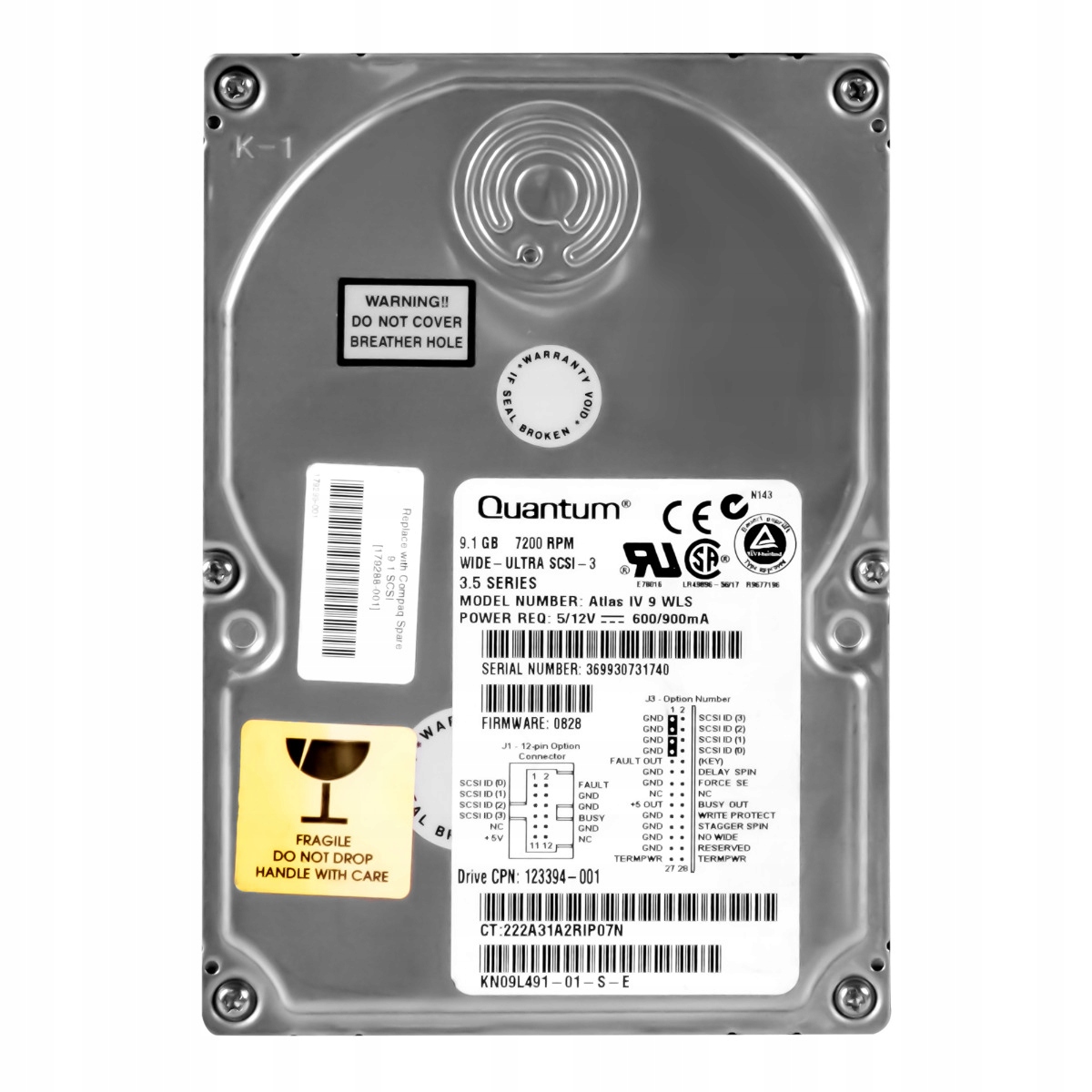 Hp 123394-001 9,1 Gb 7,2K 4MB Scsi U160 3,5'' KN09L491