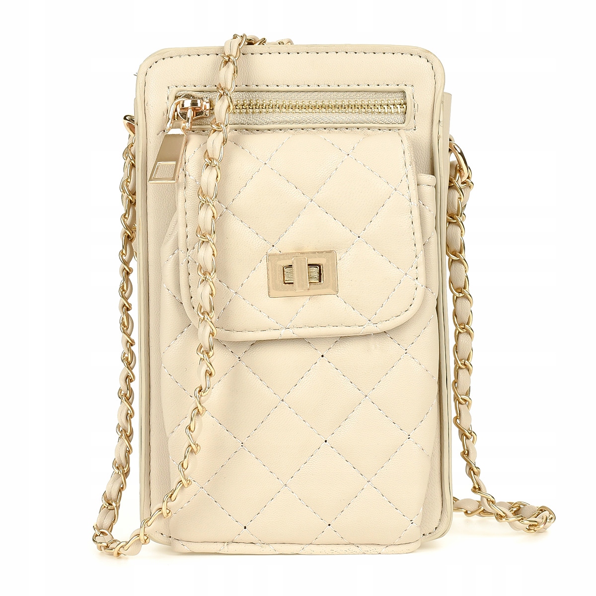 

Torebka Kopertówka Etui Na Telefon Portfel Beżowy